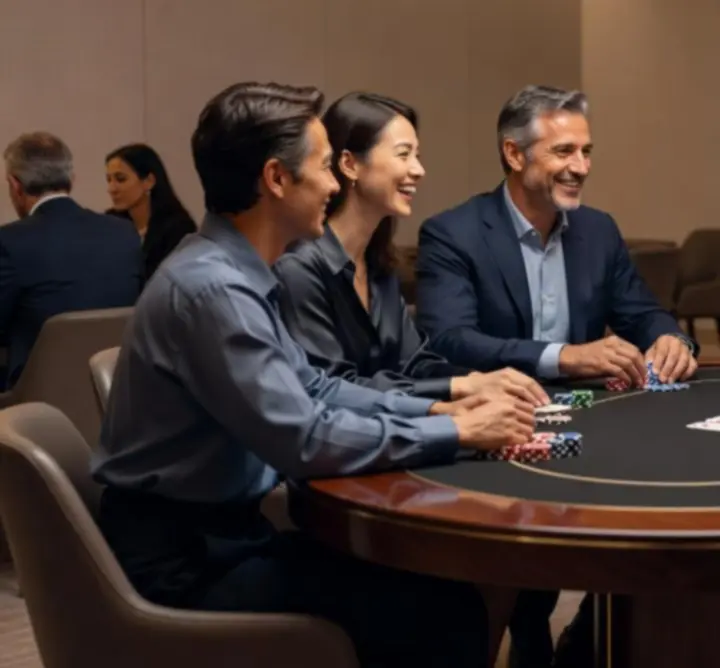 Ambiance poker conviviale lors d'un événement en France