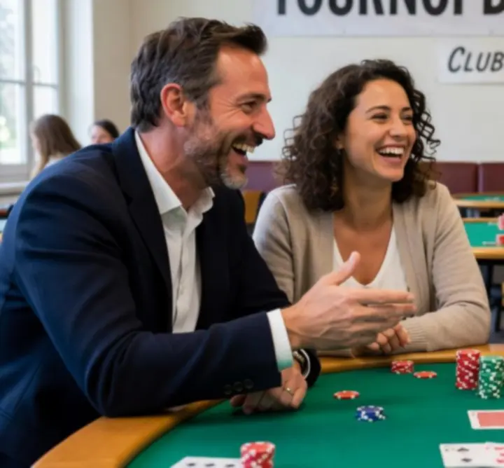 Participants souriants lors d’un événement de poker en France