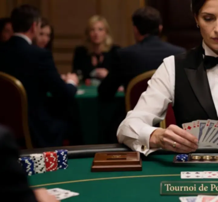 Animateur croupier professionnel animant une table de poker