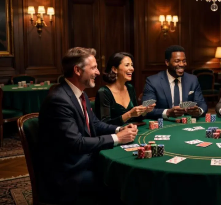 Animation poker conviviale entre amis lors d'une soirée privée