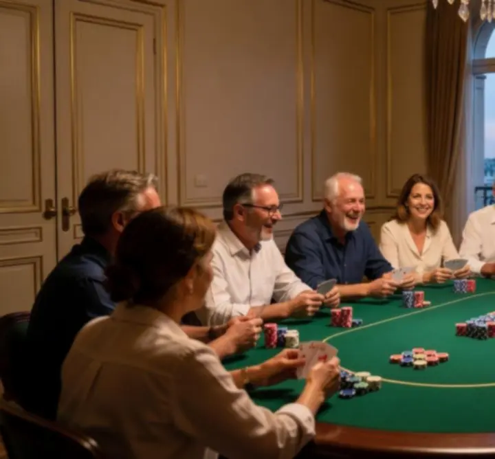 Table de poker lors d'une soirée conviviale en France